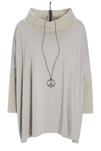 BLUSE MIX - 1354 - SAND/SAND
