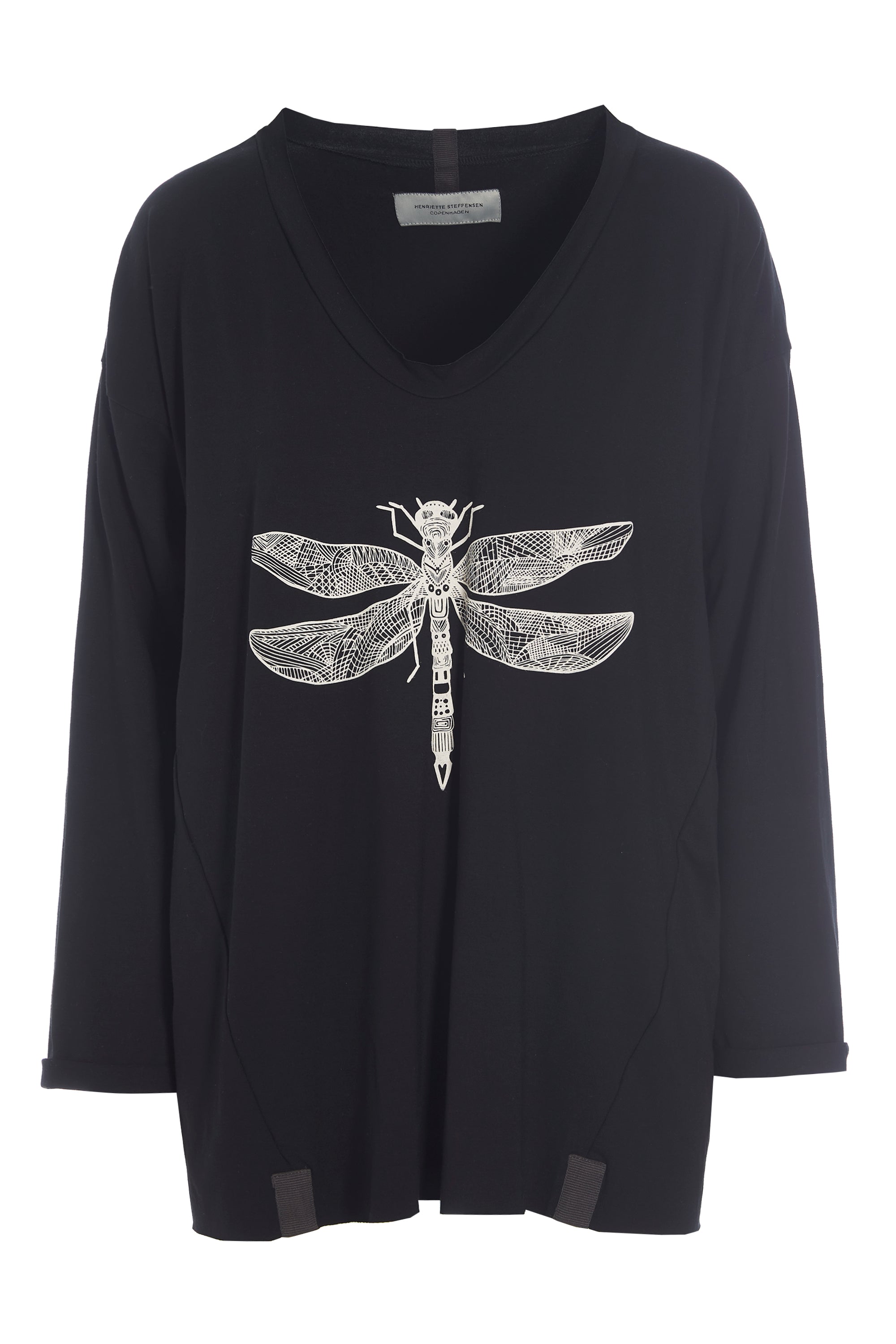 HENRIETTE STEFFENSEN COPENHAGEN BLUSE M/ GRAFIKDRUCK - 96068 BLUSER BLACK 900