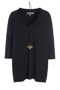 BLUSE M/HALSKETTE - 96083 - BLACK