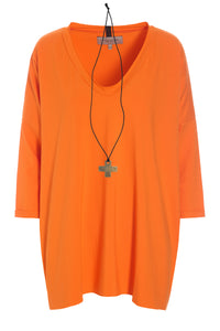 BLUSE M/HALSKETTE - 96083 - ORANGE