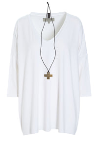 BLUSE M/HALSKETTE - 96083 - WHITE