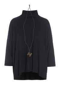 BLUSE M/HALSKETTE - 96100 - BLACK