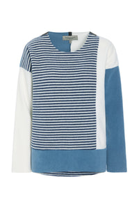 BLUSE PATCH - 1407 - DUSTY BLUE/OW/BLUE STRIPE
