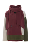 BLUSE PATCH MIT SCHAL - 1412 - BORDEAUX/KIT/MOSS