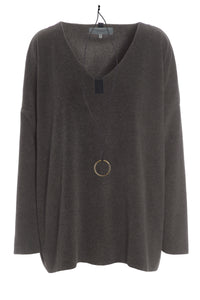 BLUSE V-AUSSCHNITT - 1336 - BARK