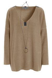 BLUSE V-AUSSCHNITT - 1336 - CAMEL
