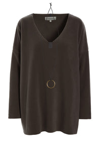 BLUSE V-AUSSCHNITT - 1336 - CHOCOLATE