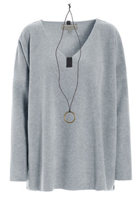 BLUSE V-AUSSCHNITT - 1336 - LIGHT GREY