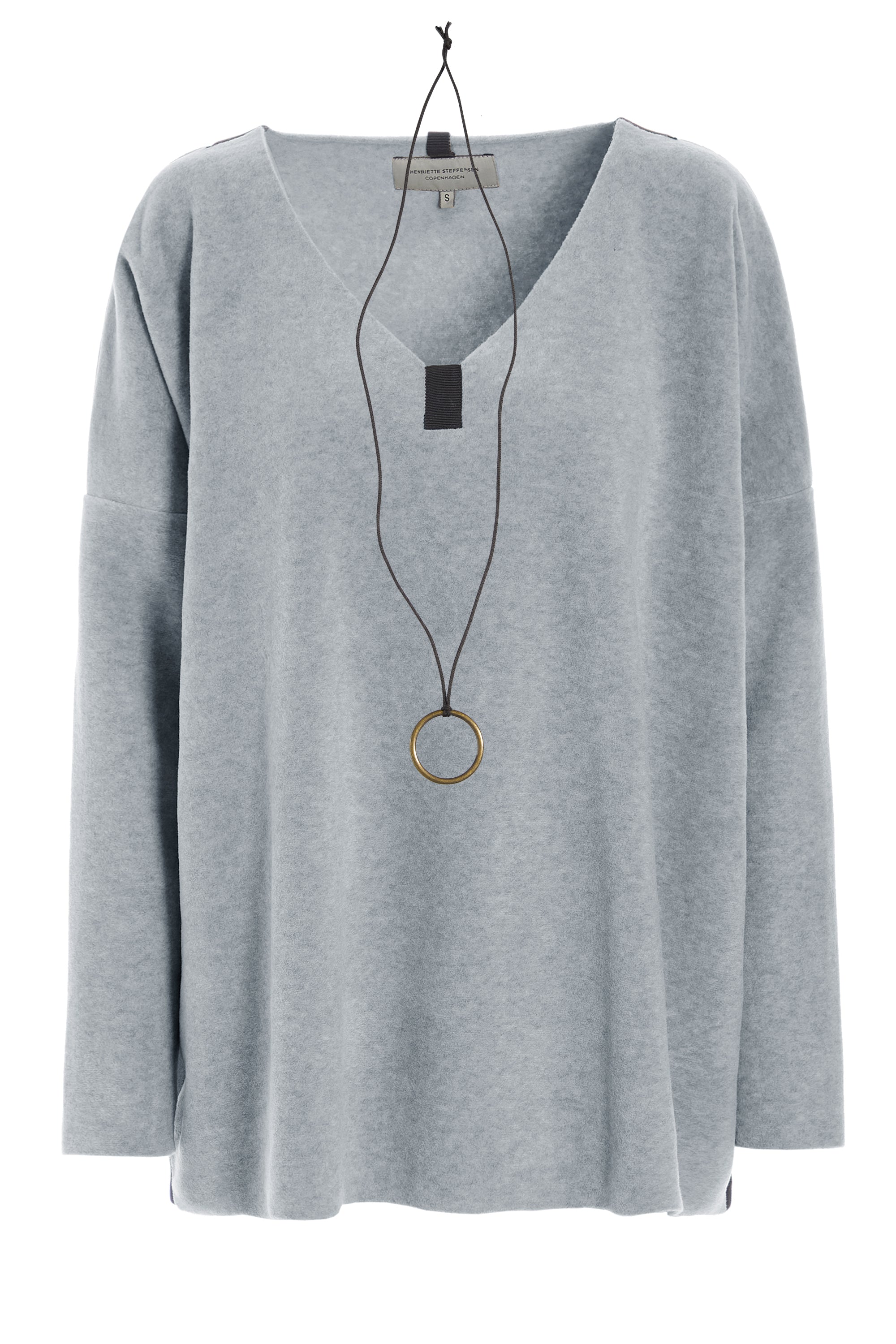 HENRIETTE STEFFENSEN COPENHAGEN BLUSE V-AUSSCHNITT - 1336 BLUSER LIGHT GREY 876
