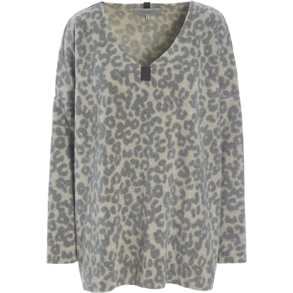 HENRIETTE STEFFENSEN COPENHAGEN BLUSE V-AUSSCHNITT - 1336P BLUSER LEOPARD grey 105