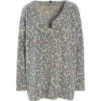 BLUSE V-AUSSCHNITT - 1336P - LEOPARD grey