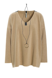 BLUSE V-AUSSCHNITT - 1410 - CAMEL