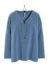 BLUSE V-AUSSCHNITT - 1410 - DUSTY BLUE