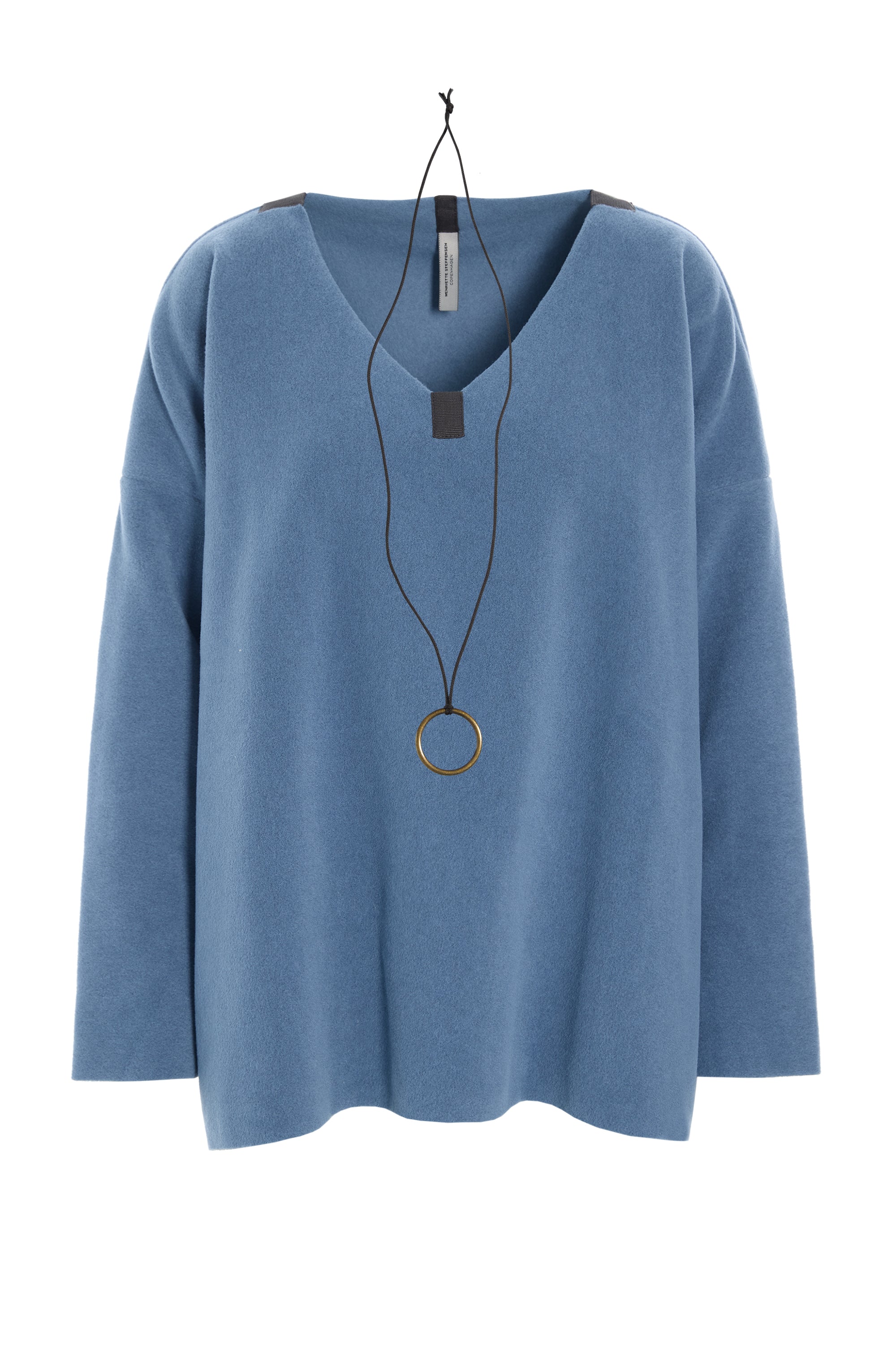 HENRIETTE STEFFENSEN COPENHAGEN BLUSE V-AUSSCHNITT - 1410 BLUSER DUSTY BLUE 794
