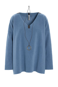 BLUSE V-AUSSCHNITT - 1410 - DUSTY BLUE