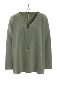 BLUSE V-AUSSCHNITT - 1410 - DUSTY GREEN