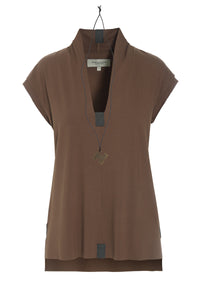 BLUSE V-AUSSCHNITT - 96103 - CHOCOLATE