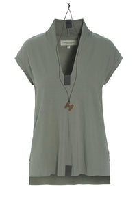 BLUSE V-AUSSCHNITT - 96103 - DUSTY GREEN