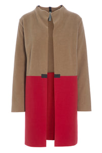 CARDIGAN 2 FARBEN - 7133 - CAMEL/RED