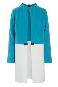 CARDIGAN 2 FARBEN - 7133 - LAGOON/OFF WHITE