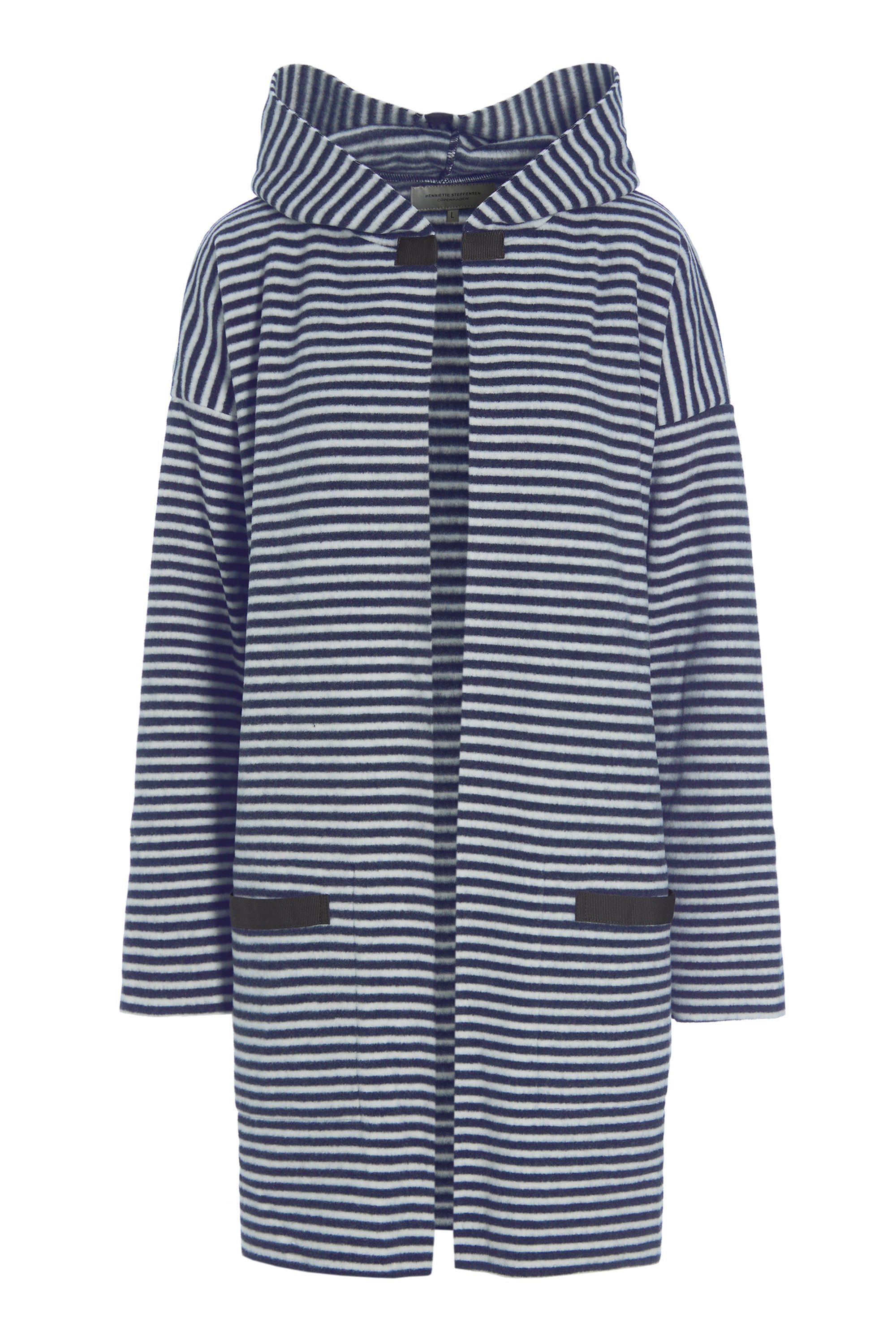 HENRIETTE STEFFENSEN COPENHAGEN CARDIGAN MIT KAPUZE - 7118 CARDIGANS STRIPES DENIM & KIT 667