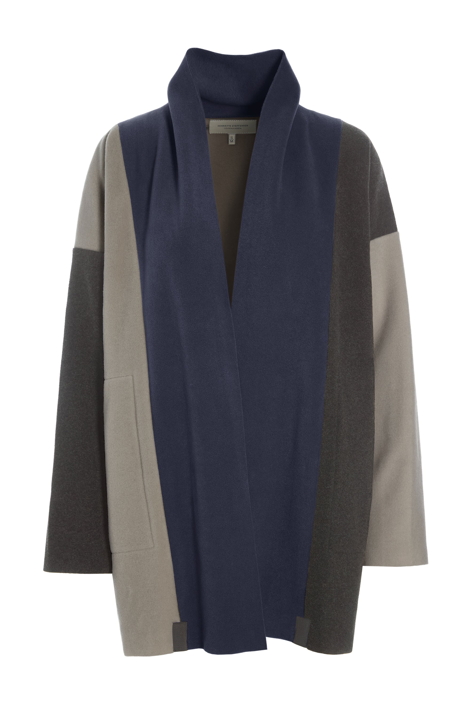 HENRIETTE STEFFENSEN COPENHAGEN CARDIGAN PATCH - 7172 CARDIGANS EVENING BLUE/CHOCOLATE/ELEPH 322