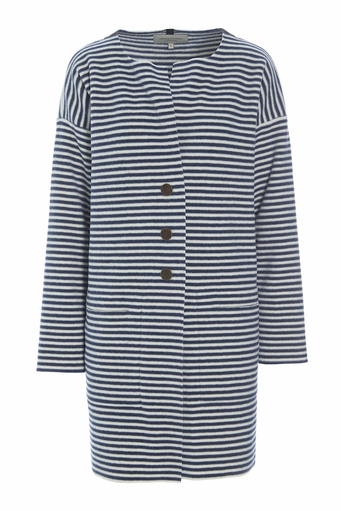 HENRIETTE STEFFENSEN COPENHAGEN CARIDIGAN - 7163 CARDIGANS STRIPES DENIM & KIT 667