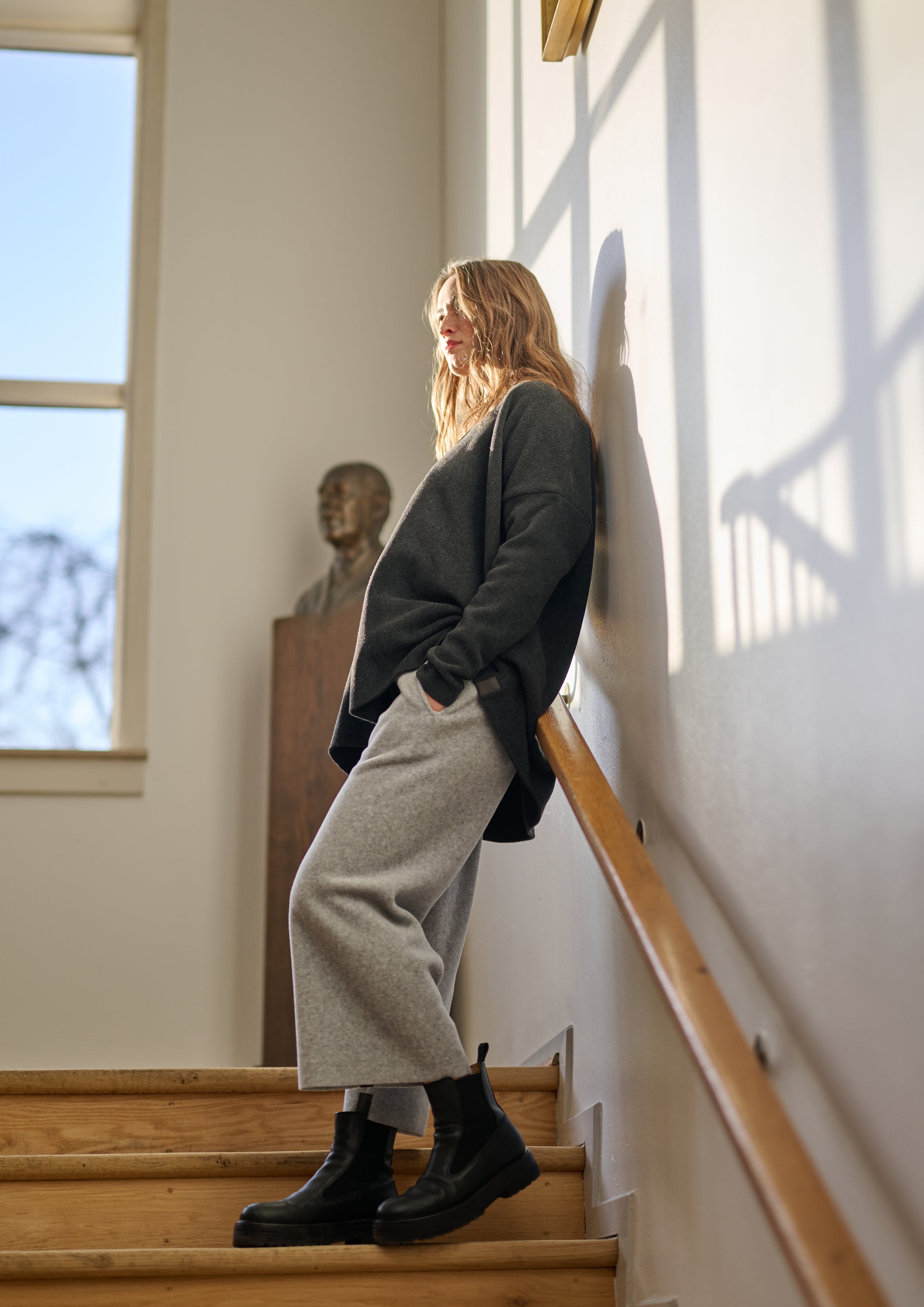 HENRIETTE STEFFENSEN COPENHAGEN FLARE HOSEN 3/4 LÄNGE - 2115 BUKSER LIGHT GREY 876