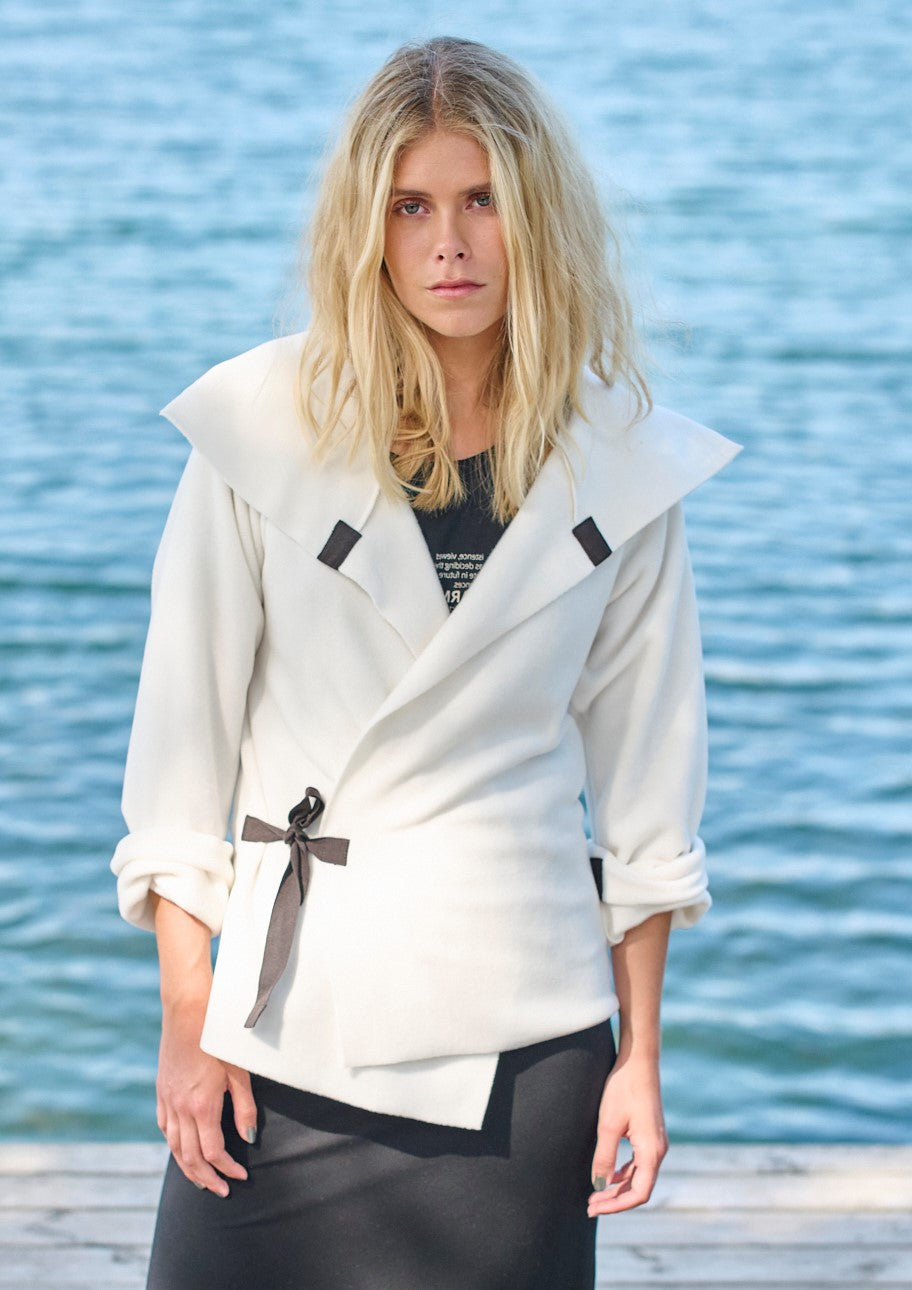 HENRIETTE STEFFENSEN COPENHAGEN FLEECE WICKELCARDIGAN - 7146 CARDIGANS OFF WHITE 802