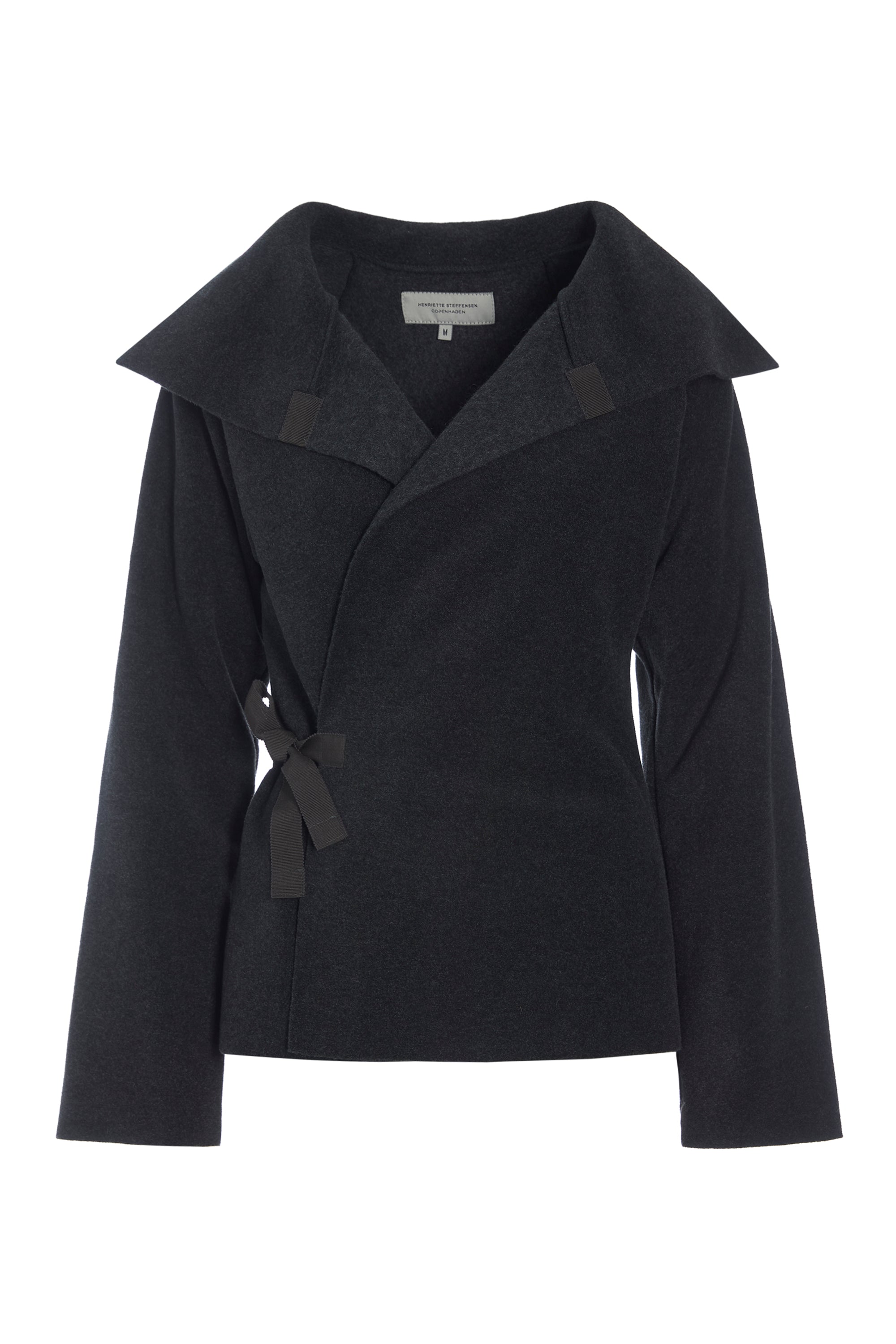 HENRIETTE STEFFENSEN COPENHAGEN FLEECE WICKELCARDIGAN - 7146 CARDIGANS SOFT BLACK 914