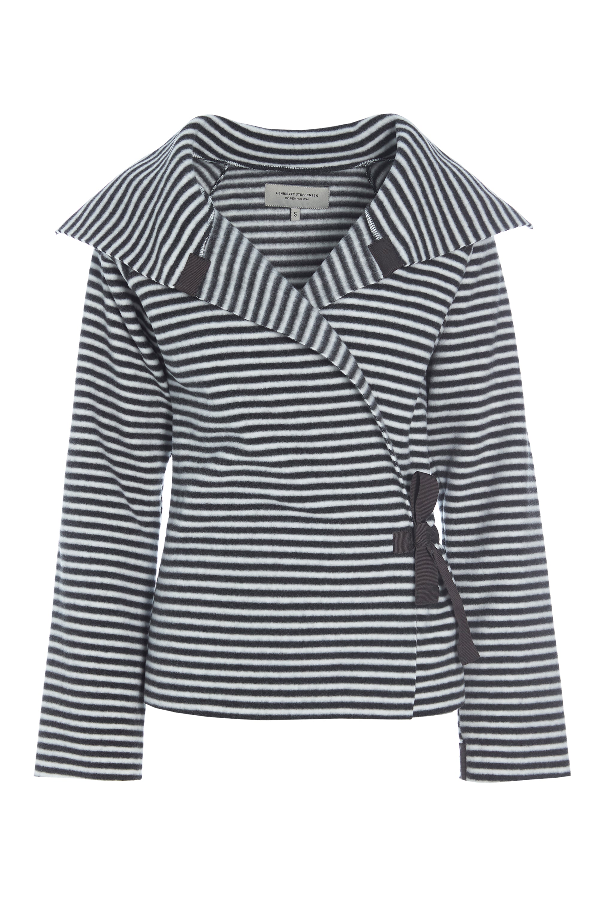 HENRIETTE STEFFENSEN COPENHAGEN FLEECE WICKELCARDIGAN - 7146 CARDIGANS STRIPES B&W 673