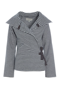 FLEECE WICKELCARDIGAN - 7146 - STRIPES B&W
