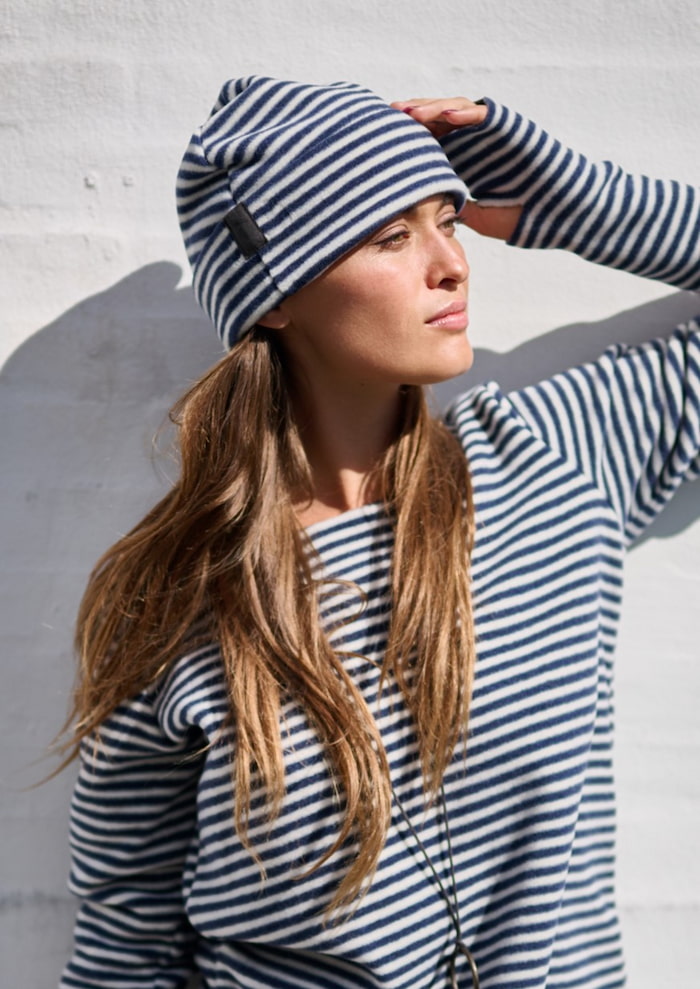 HENRIETTE STEFFENSEN COPENHAGEN HUT BEANIE - 4071 HATS STRIPES DENIM & KIT 667