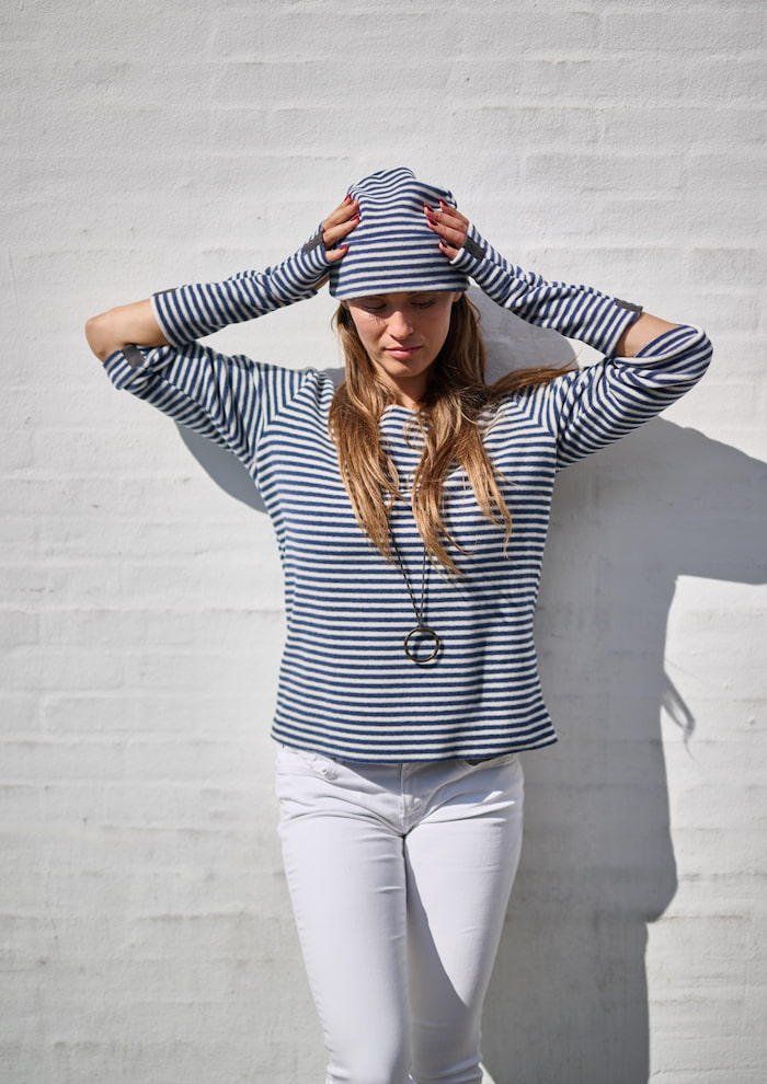 HENRIETTE STEFFENSEN COPENHAGEN HUT BEANIE - 4071 HATS STRIPES DENIM & KIT 667