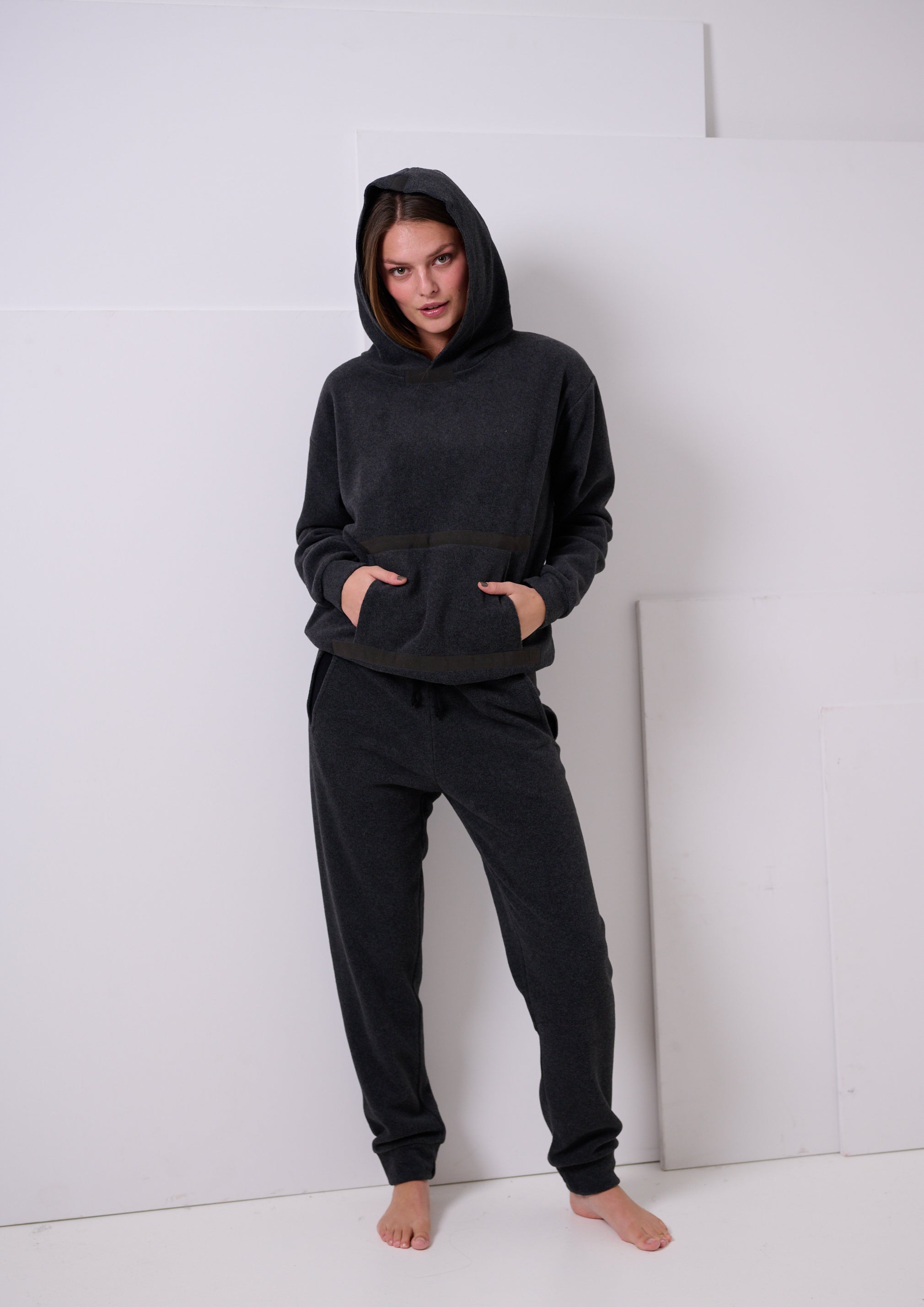 HENRIETTE STEFFENSEN COPENHAGEN KAPUZENPULLOVER - 1344 SWEATERS fleece SOFT BLACK 914