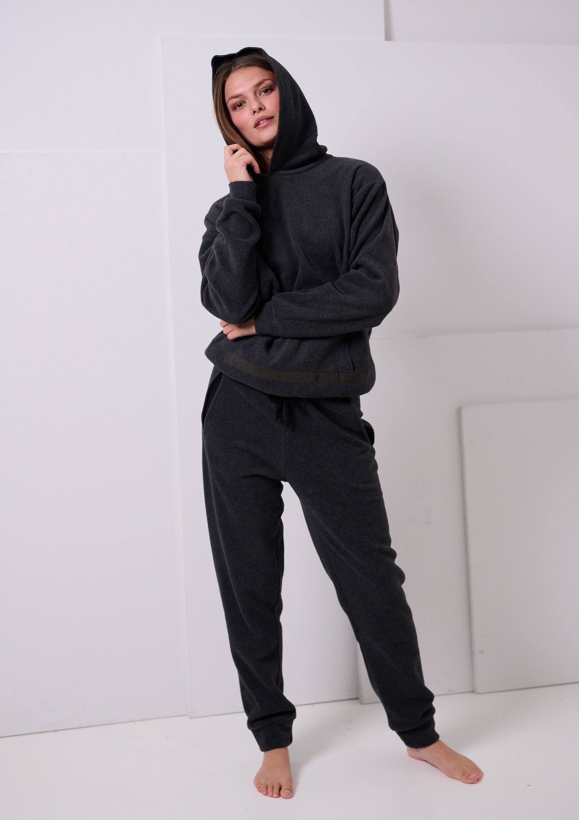 HENRIETTE STEFFENSEN COPENHAGEN KAPUZENPULLOVER - 1344 SWEATERS fleece SOFT BLACK 914