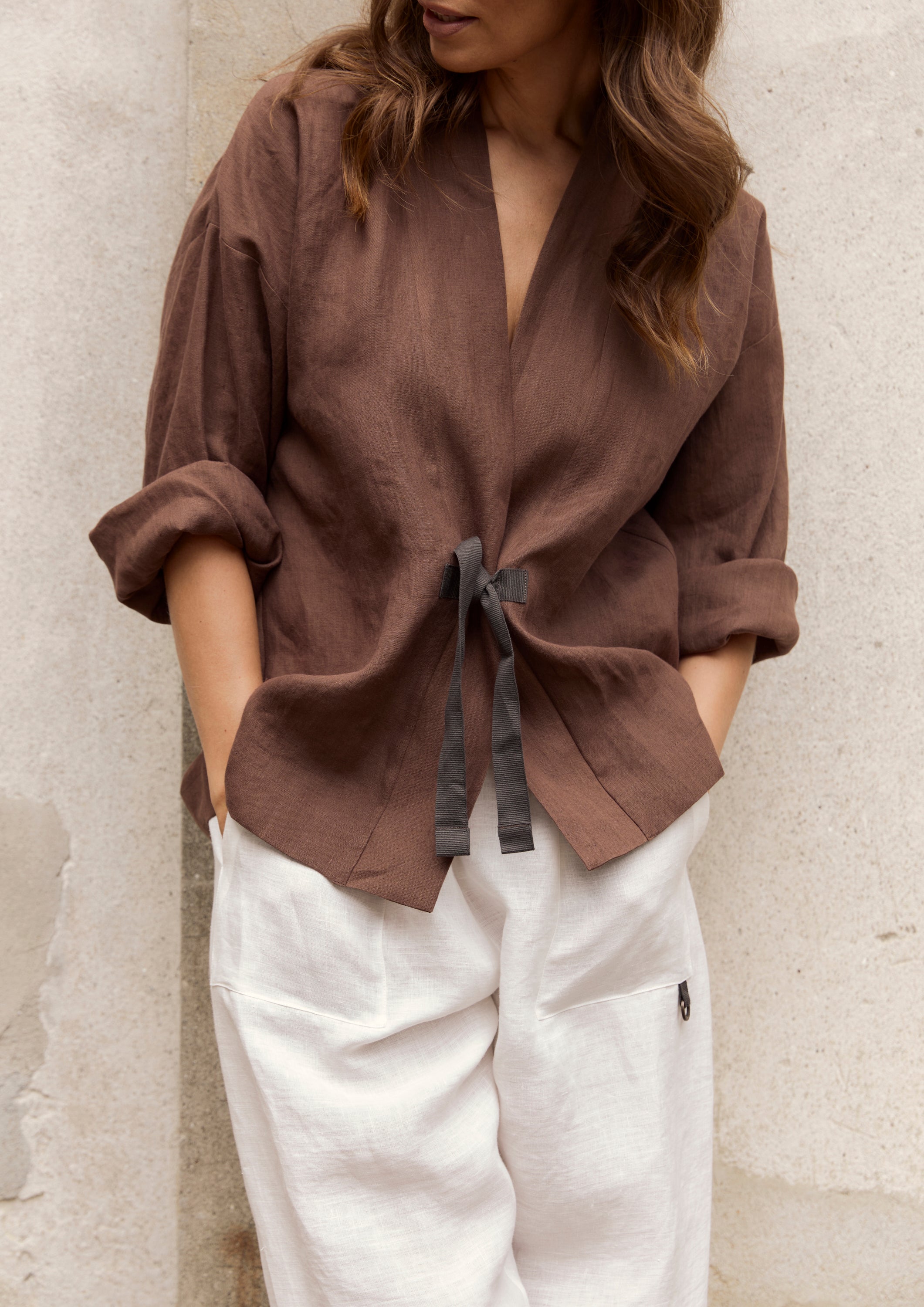 HENRIETTE STEFFENSEN COPENHAGEN KIMONO JACKE - 87000 CARDIGANS CHOCOLATE 844