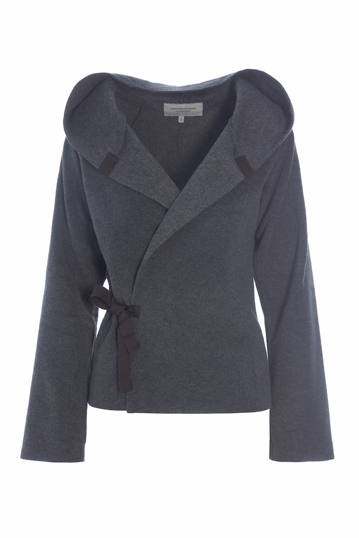 HENRIETTE STEFFENSEN COPENHAGEN KLASSISCHE FLEECE WICKEL CARDIGAN - 1009 CARDIGANS GREY 905