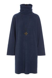 KLEID MIT HOHEM HALS - 3246 - DENIM