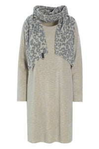 KLEID MIT SCHAL - 3226 - SAND / LEOPARD