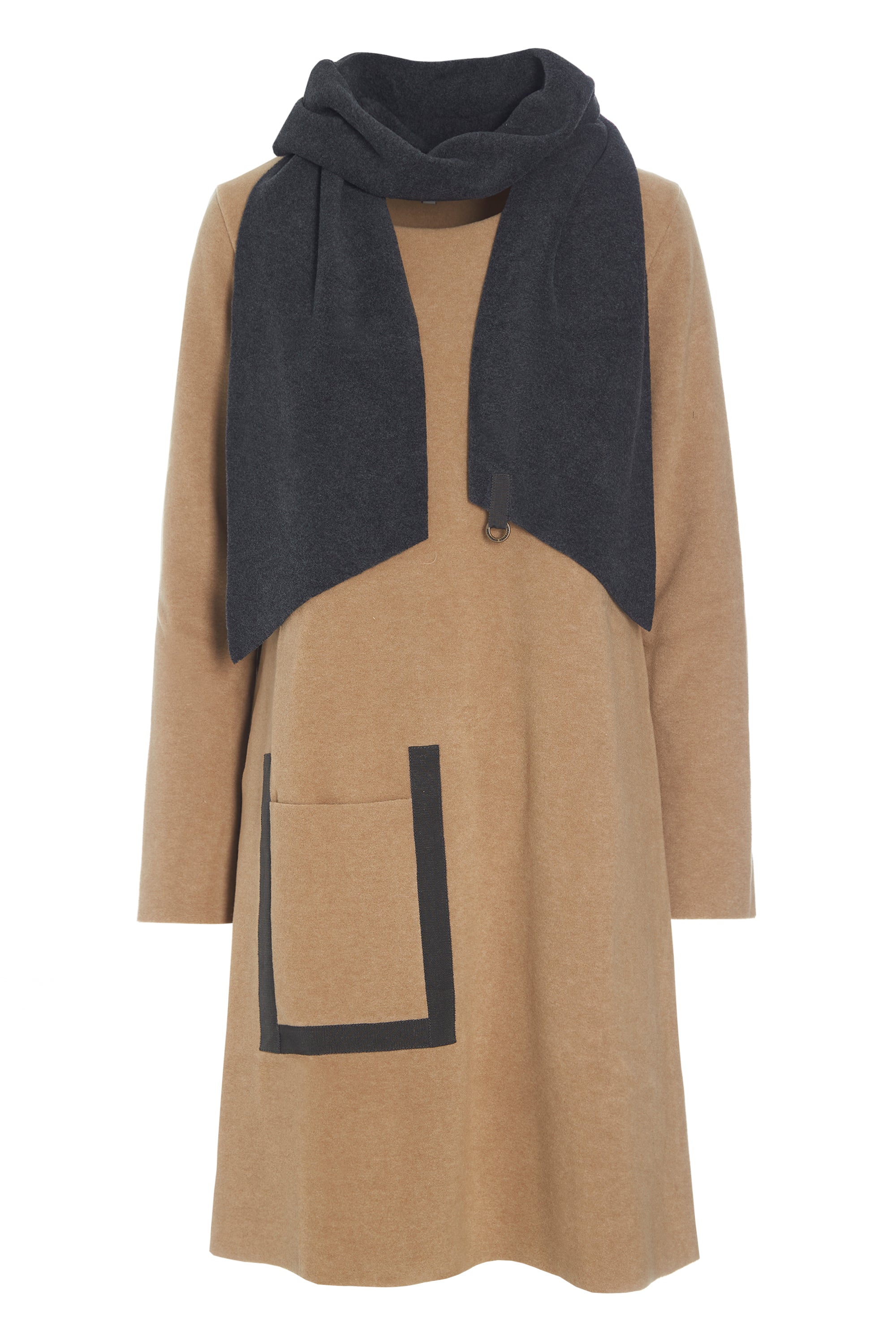 HENRIETTE STEFFENSEN COPENHAGEN KLEID MIT SCHAL - 3237 KJOLER CAMEL 815