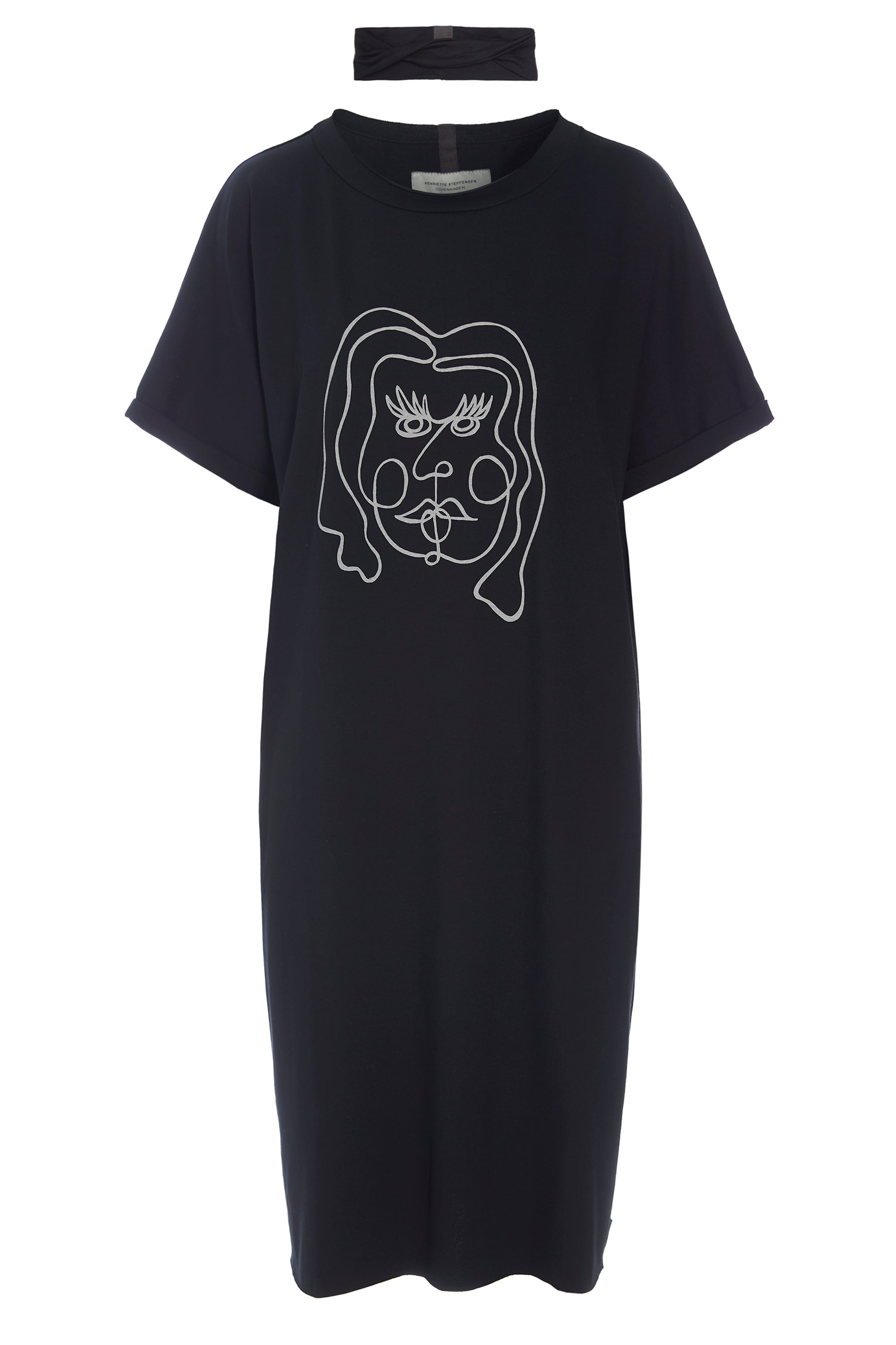HENRIETTE STEFFENSEN COPENHAGEN KLEID M/DRUCKEN - 98037P KJOLER BLACK 900