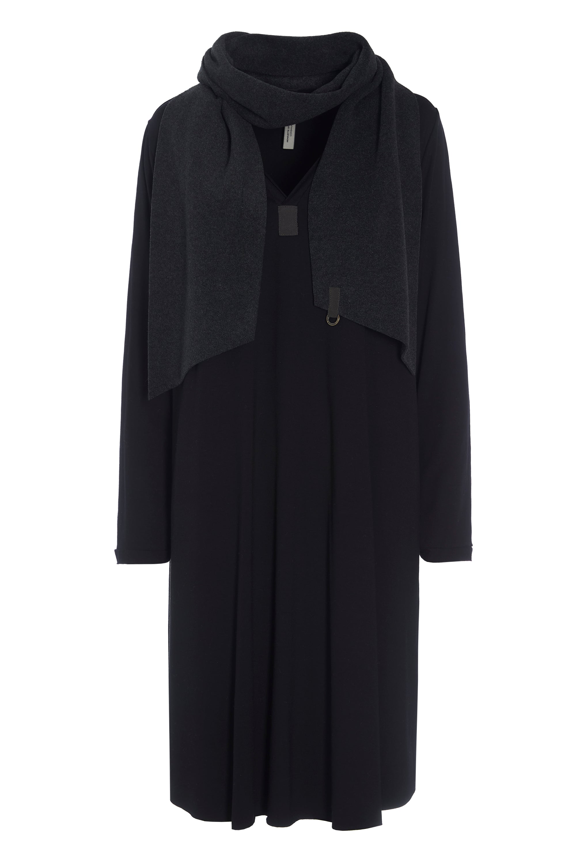 HENRIETTE STEFFENSEN COPENHAGEN KLEID M/SCHAL - 8042MIX KJOLER BLACK/SOFT BLACK 923