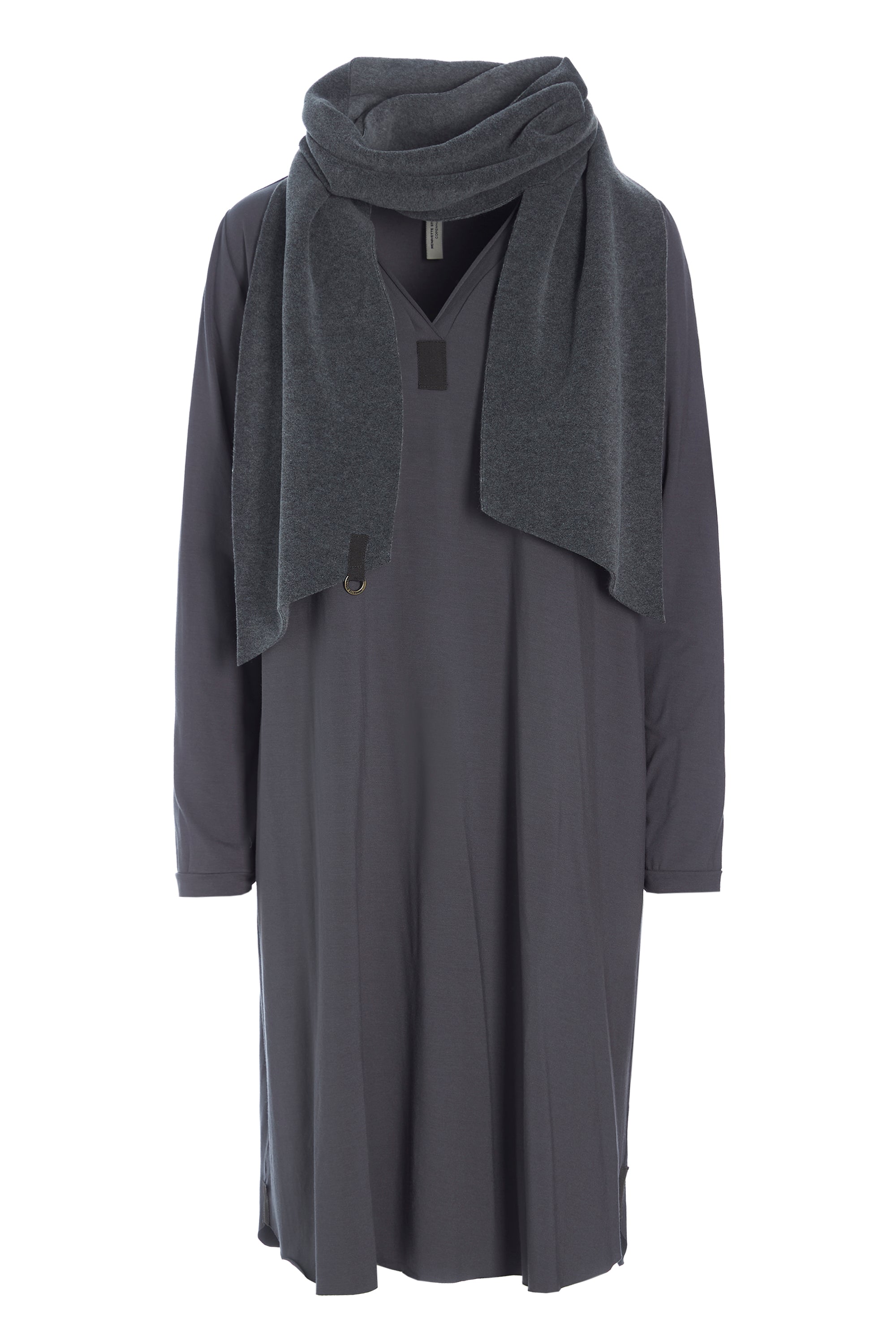HENRIETTE STEFFENSEN COPENHAGEN KLEID M/SCHAL - 8042MIX KJOLER GREY/GREY 649