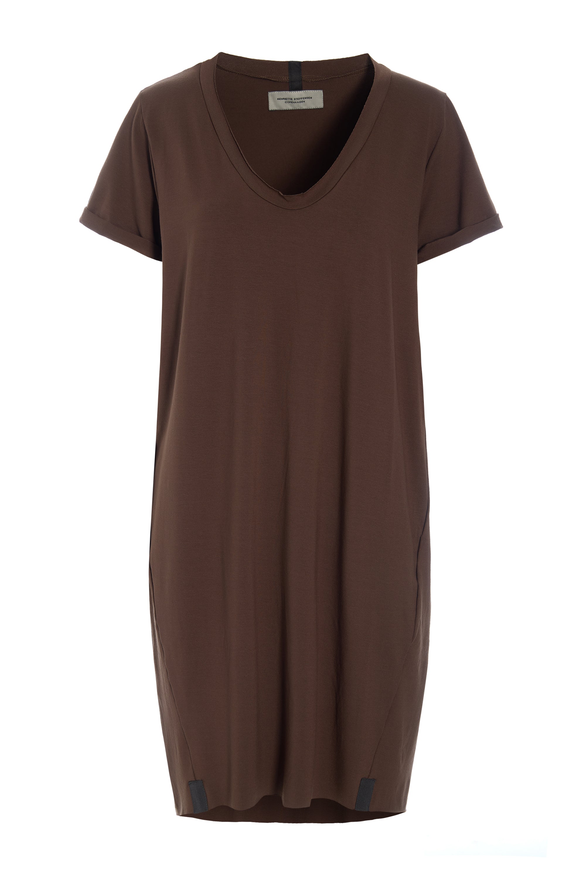 HENRIETTE STEFFENSEN COPENHAGEN KLEID V-NECK - 98049 KJOLER CHOCOLATE 844