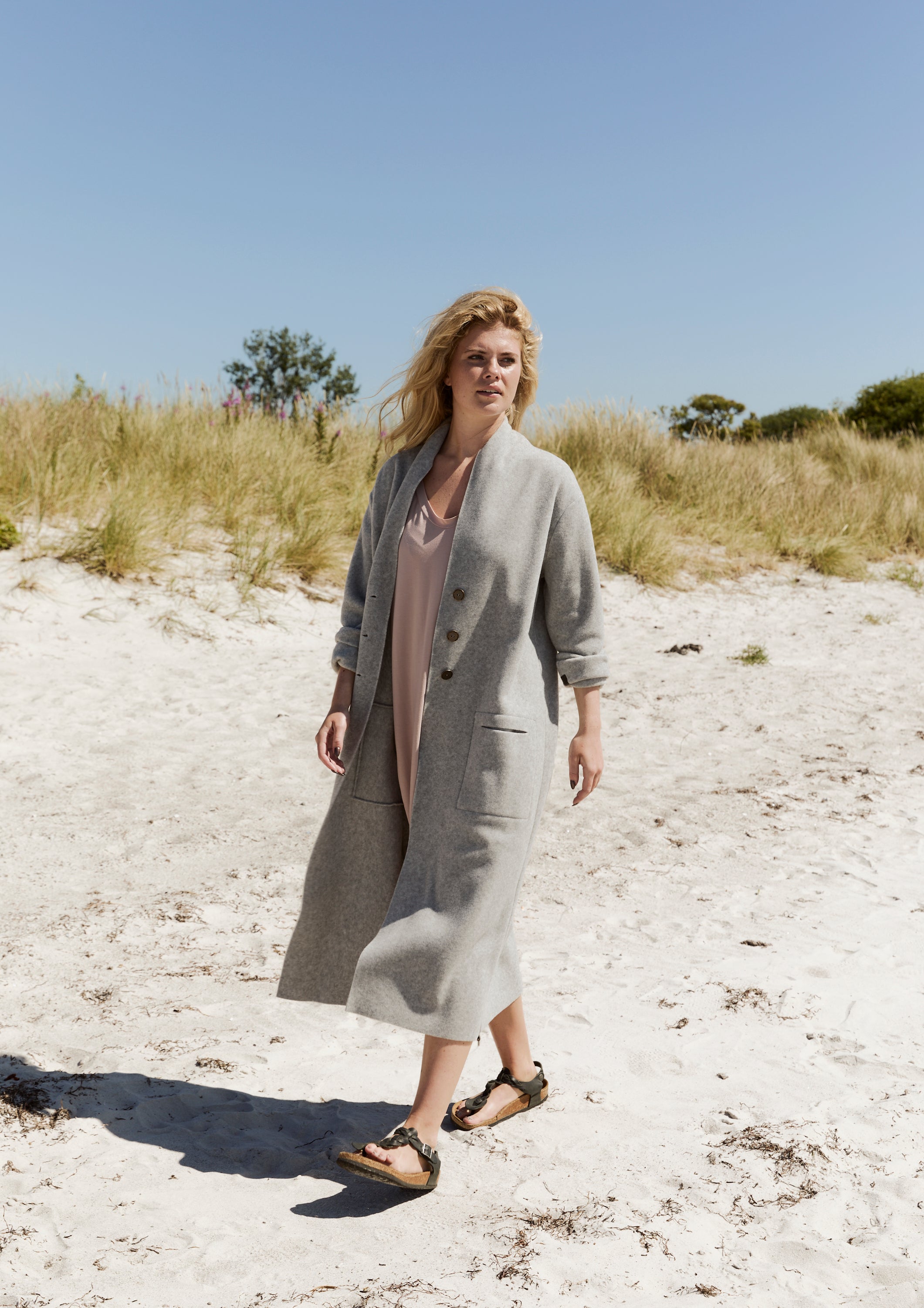 HENRIETTE STEFFENSEN COPENHAGEN LANGER CARDIGAN - 7162 CARDIGANS LIGHT GREY 876