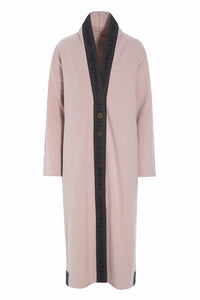 LANGER CARDIGAN MIT MESSINGKNÖPFEN - 77003 - NUDE