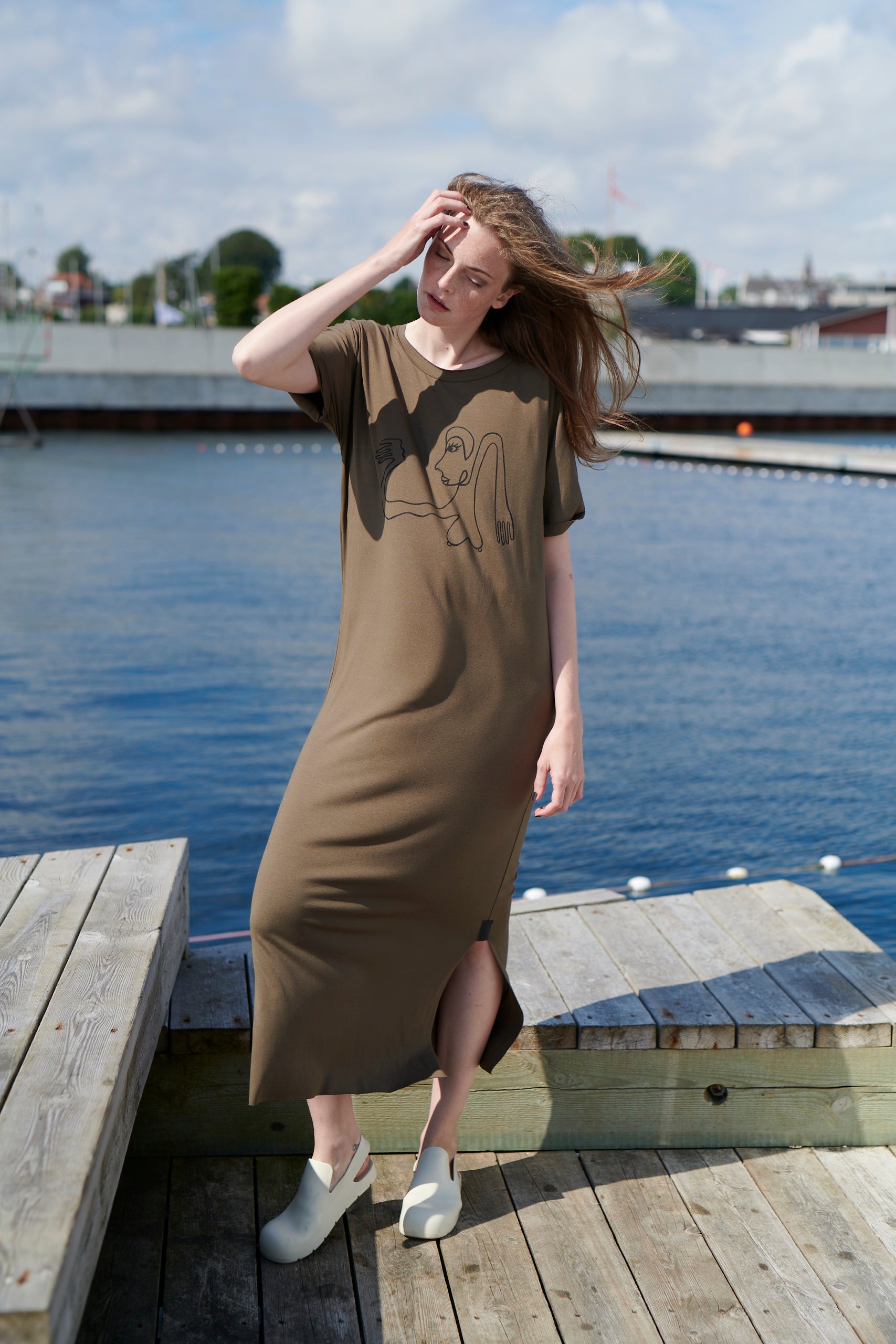 HENRIETTE STEFFENSEN COPENHAGEN LANGES KLEID M/DRUCKEN - 98038 KJOLER BARK 320