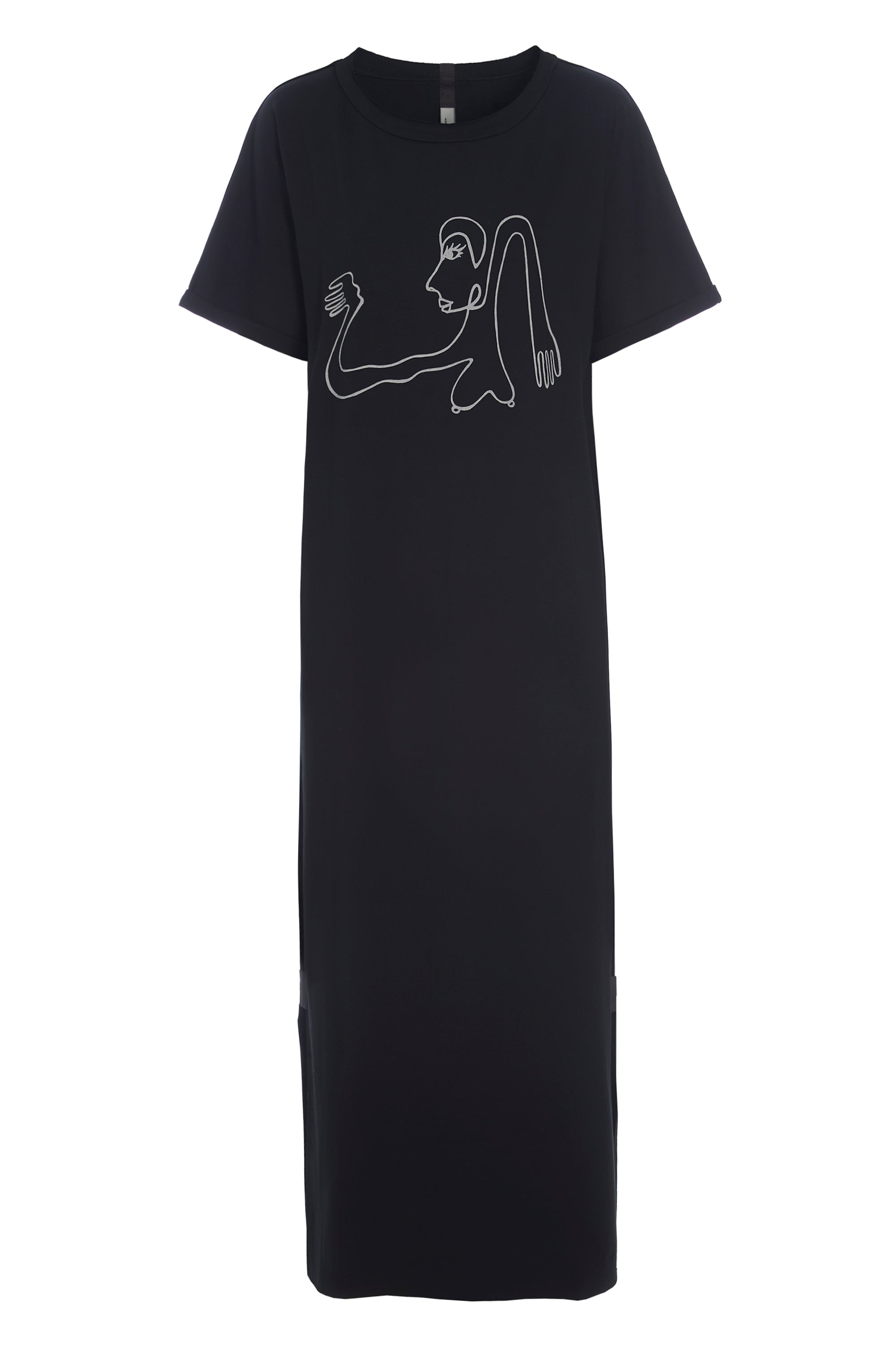 HENRIETTE STEFFENSEN COPENHAGEN LANGES KLEID M/DRUCKEN - 98038 KJOLER BLACK 900