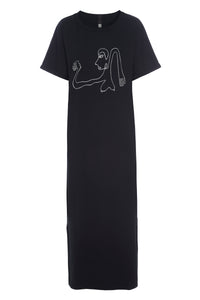 LANGES KLEID M/DRUCKEN - 98038 - BLACK